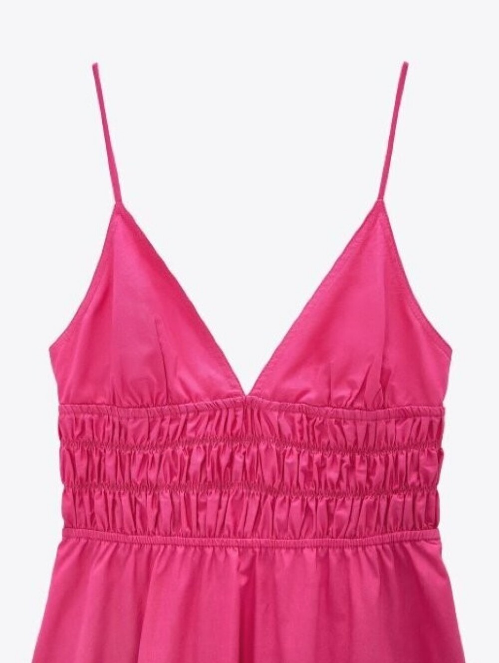 NWT Zara Hot Pink Spaghetti Strap Poplin Midi Dress M - Picture 2 of 9